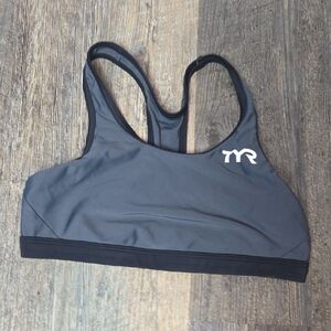 TYR Women's Black and Gray Swim Sports Bra